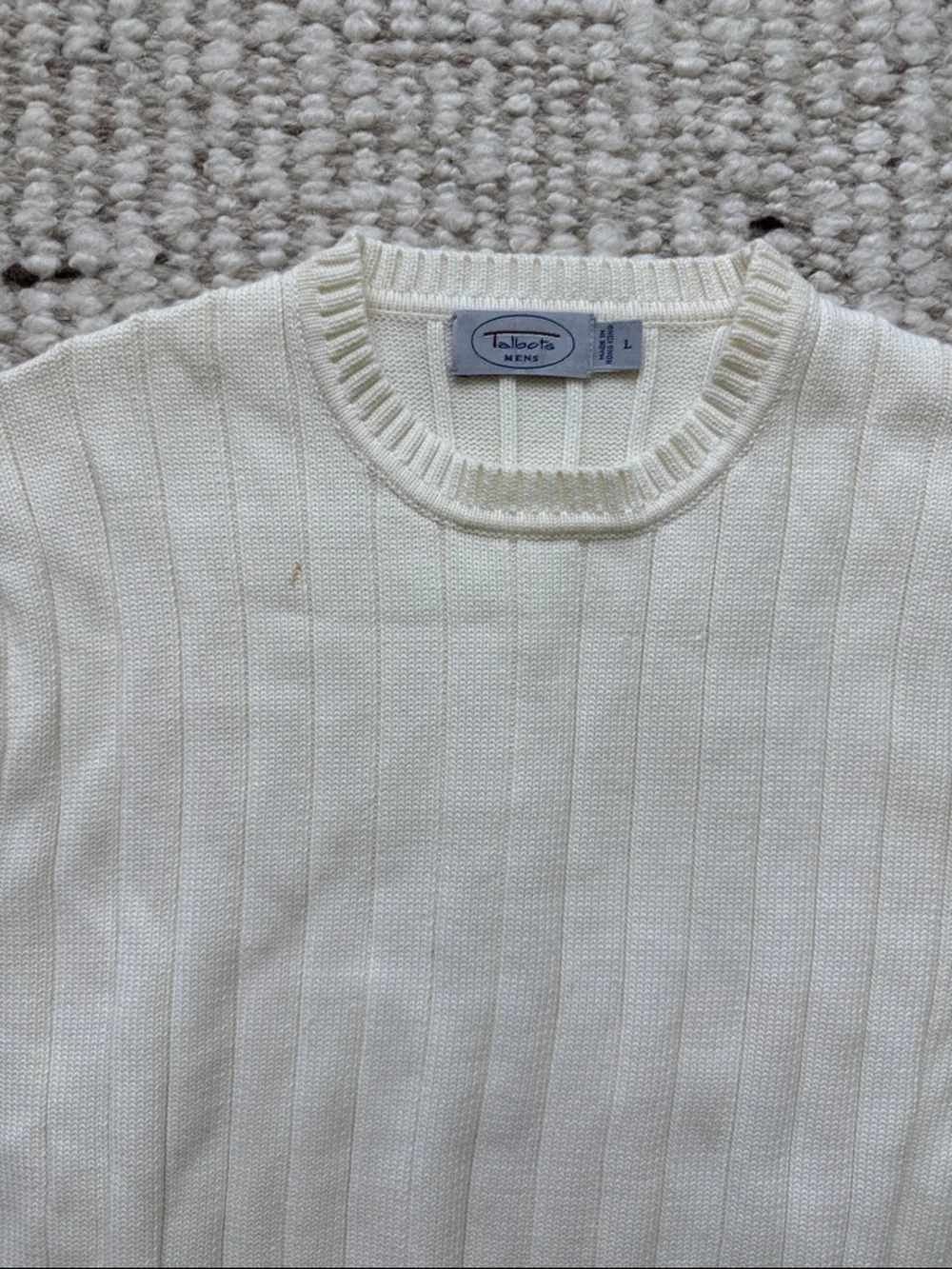 Talbots Vintage Ribbed Cotton Sweater L Butter Yellow Crewneck Minimal Classic
